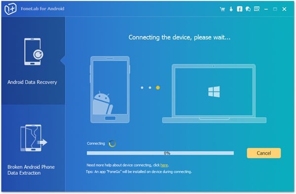 connect android with fonelab for android